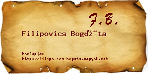 Filipovics Bogáta névjegykártya